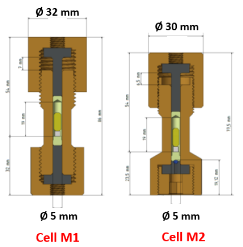 Clamp cells for neutron scattering at pressures up to 1.2 Gpa - Dimensions